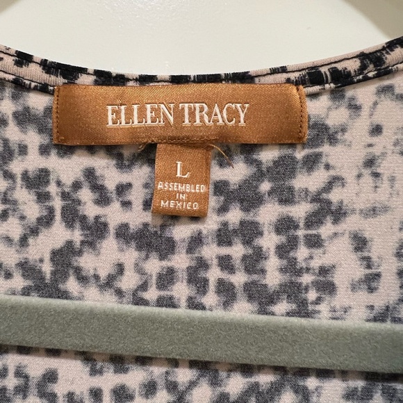 Ellen Tracy women’s Large cowl neck sleeveless black and tan blouse - Picture 2 of 4